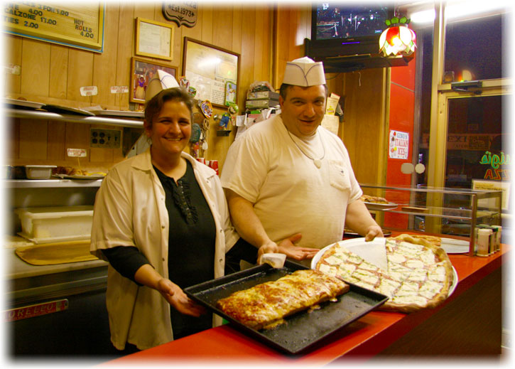 Welcome! Come on by and try our fresh mozzarella slice!